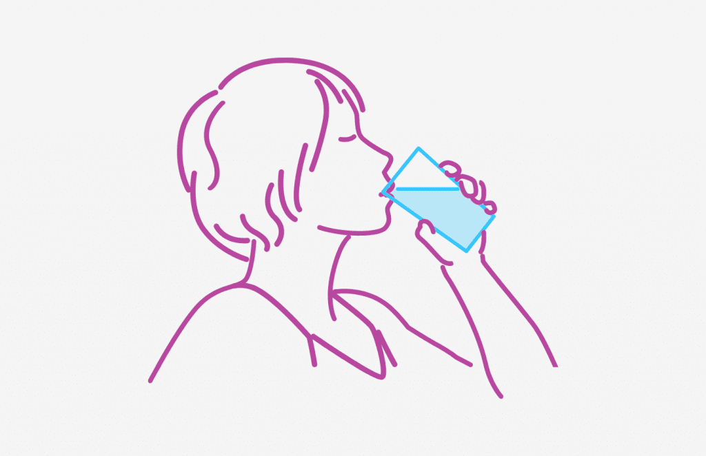 An icon of a CONTRAVE® patient drinking an 8oz glass of water