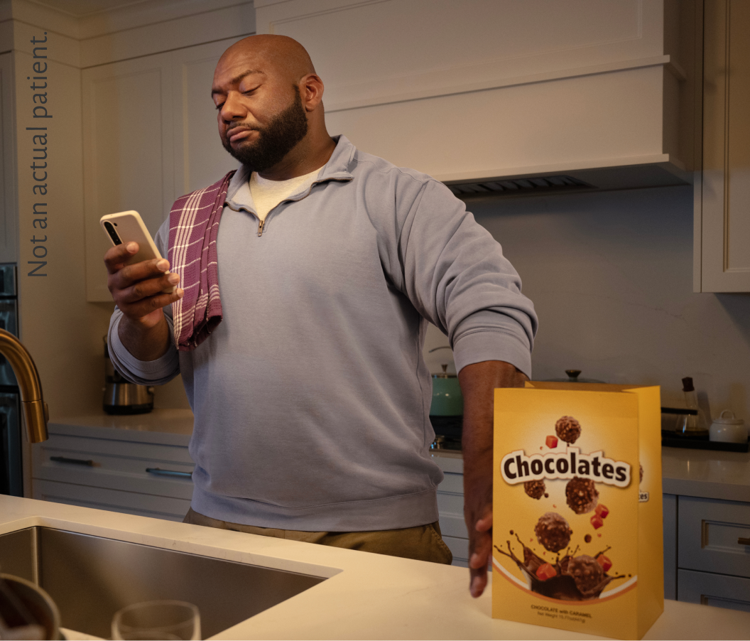 Man and cookie bag